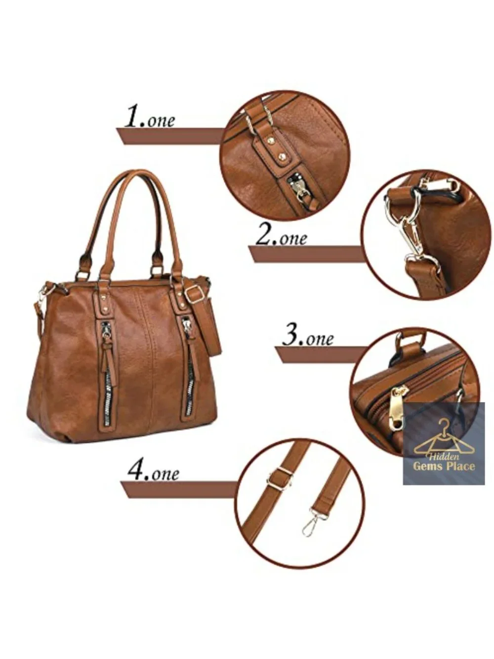 Large Hobo Purse Shoulder Bag with Multiple Pockets Faux Leather Crossbody